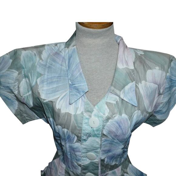 Vintage Eber San Francisco Floral Midi Dress – Size 7 – Made in USA - Picture 2 of 7